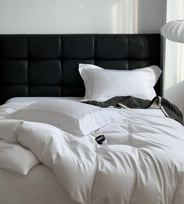 White Embroidered Duvet Cover (1) Cotton White Satin Embroidery Bedding sets