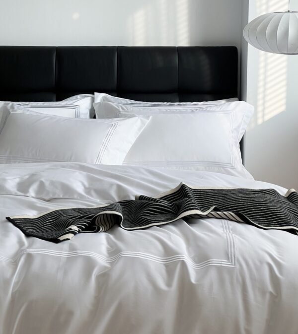 White Embroidered Duvet Cover (4) Cotton White Satin Embroidery Bedding sets