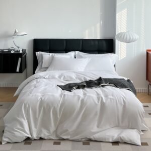 White Embroidered Duvet Cover (5) Cotton White Satin Embroidery Bedding sets