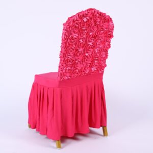 chair cover (5) Satin Rosette Wedding Banquet Chair Covers