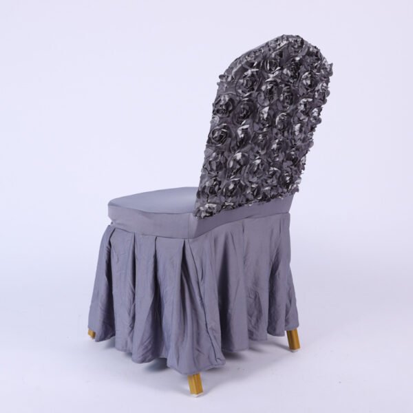 chair cover (9) Satin Rosette Wedding Banquet Chair Covers
